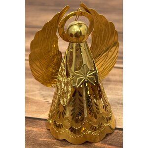 1988 HALLMARK KEEPSAKE ORNAMENT QLX711-4 HEAVENLY GLOW BRASS ANGEL LIGHTED